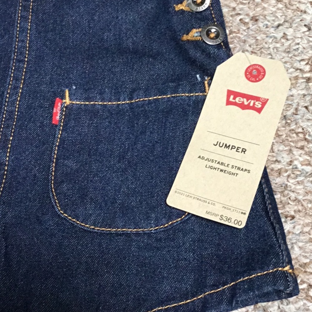 Levi’s Toddler Girl’s  Denim Bib Jumper Dress size 2T - Picture 2 of 5